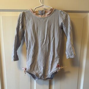 Ruffle Butts Blue and White Striped Bodysuit